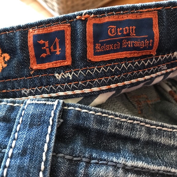 ROCK RIVIVAL DENIM TROY RELAXED STRAIGHT JEANS 34 x 32 - Picture 5 of 11